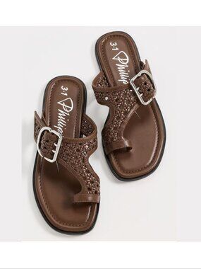 3.1 Phillip Lim Macrame Z-Strap Flat Sandals Size 7 37 Cocoa Brown NEW $495